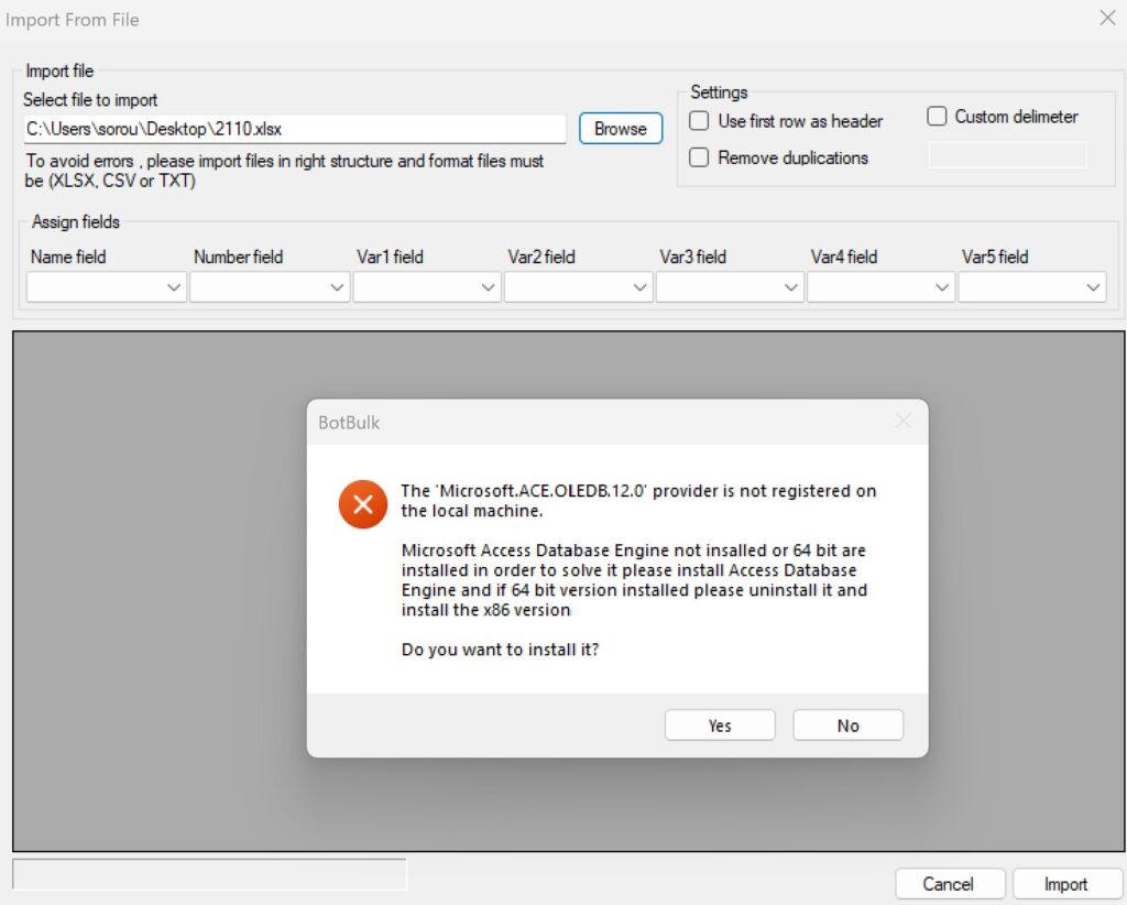 رفع خطای: Microsoft.ACE.OLEDB.12.0′ provider is not registered on the local machine
